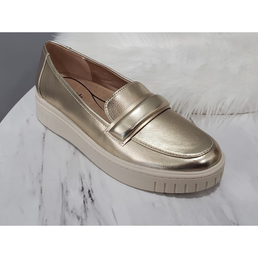 NEW NO BOX 8 WIDE LifeStride Geneva Bit Loafer Bone Faux Leather Platform Shoes